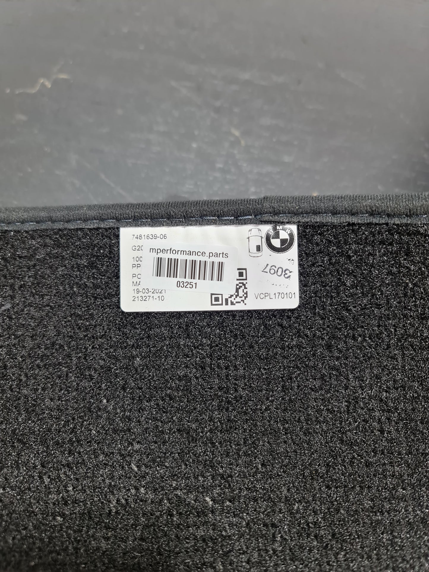 Genuine BMW M3 G80 Velour Carpet Floor Mats Charcoal 7481639-06 - MPerformance.parts