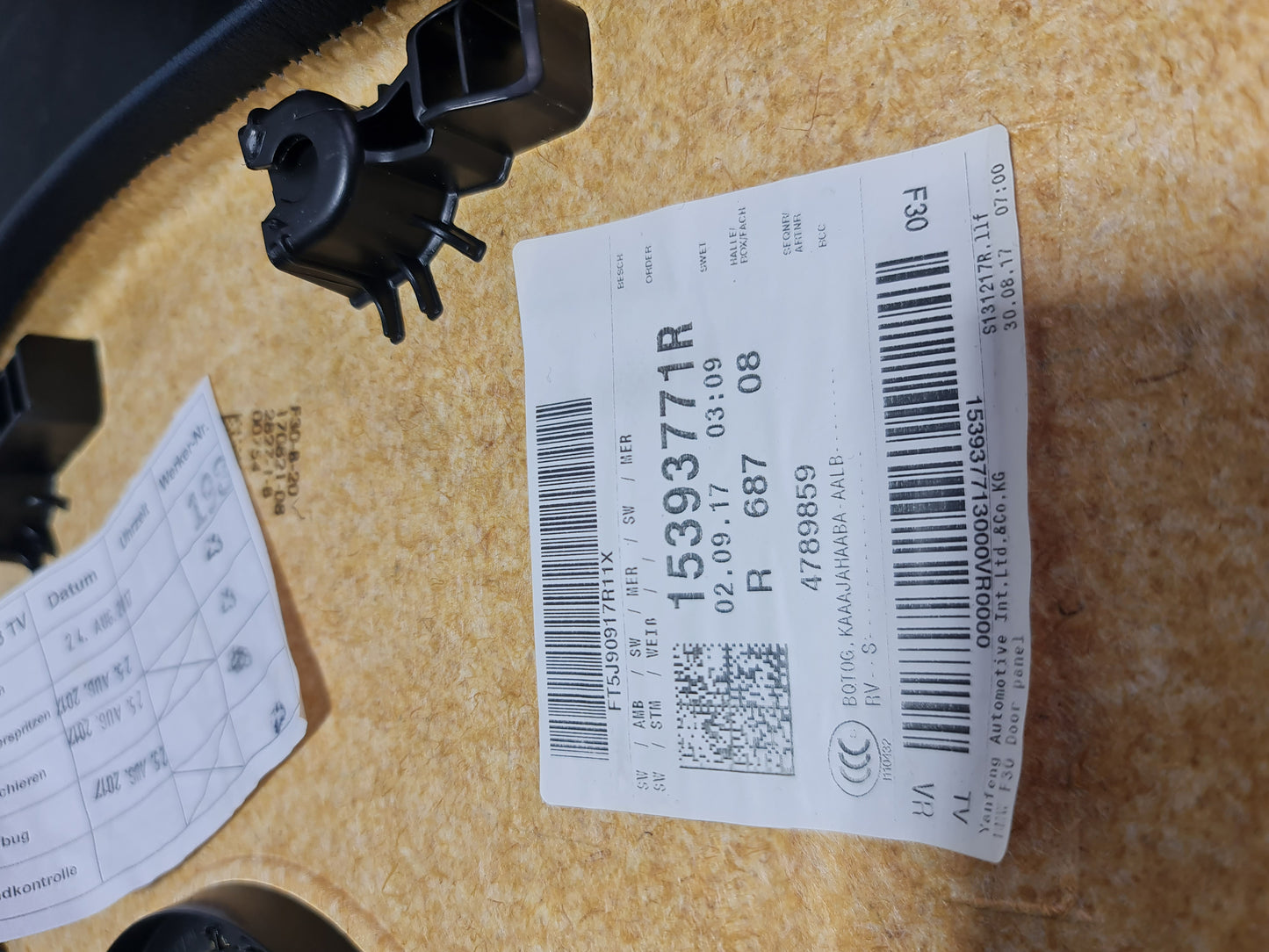 15-18 OEM BMW F80 M3 Drivers Door Card Panel Leather White Stitching - MPerformance.parts