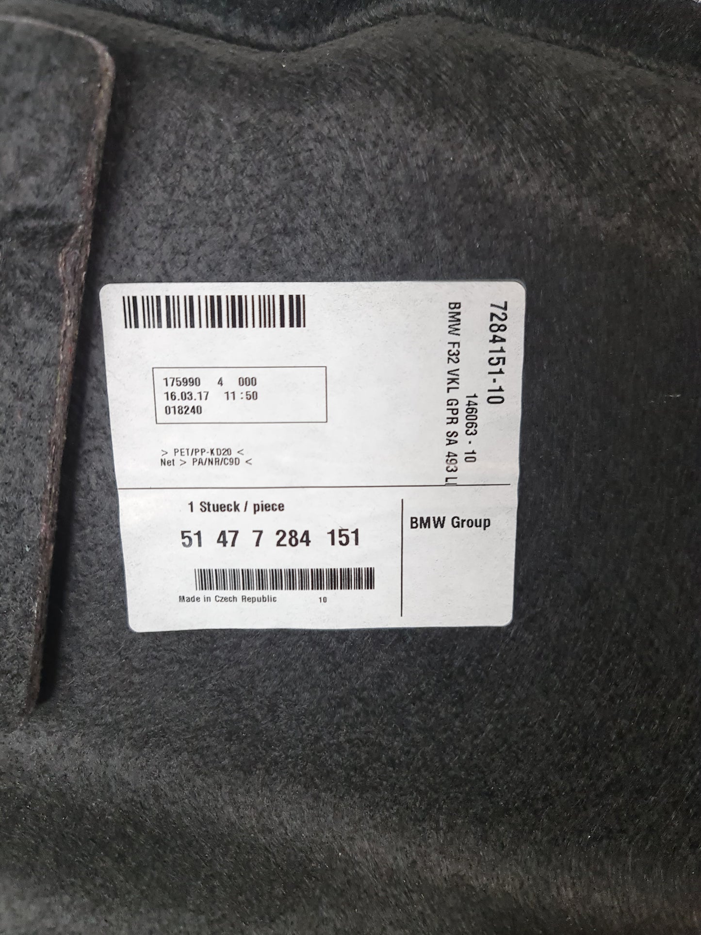 NEW BMW 4 COUPE F32, F82 LEFT SIDE TRUNK TRIM 7284151 51477284151 GENUINE - MPerformance.parts