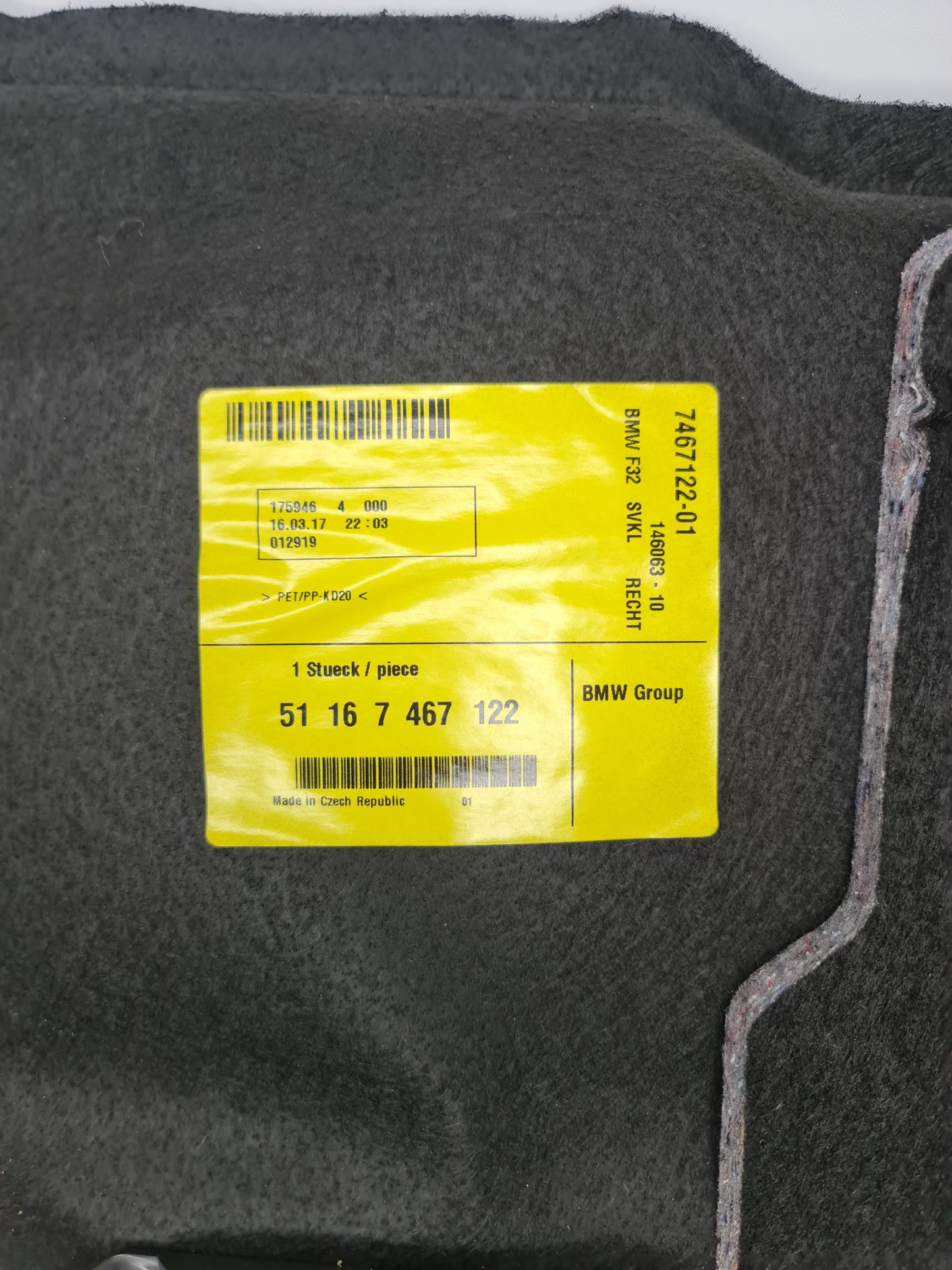 Original BMW 51167467122 - Lining for Luggage Compartment On The Right - MPerformance.parts