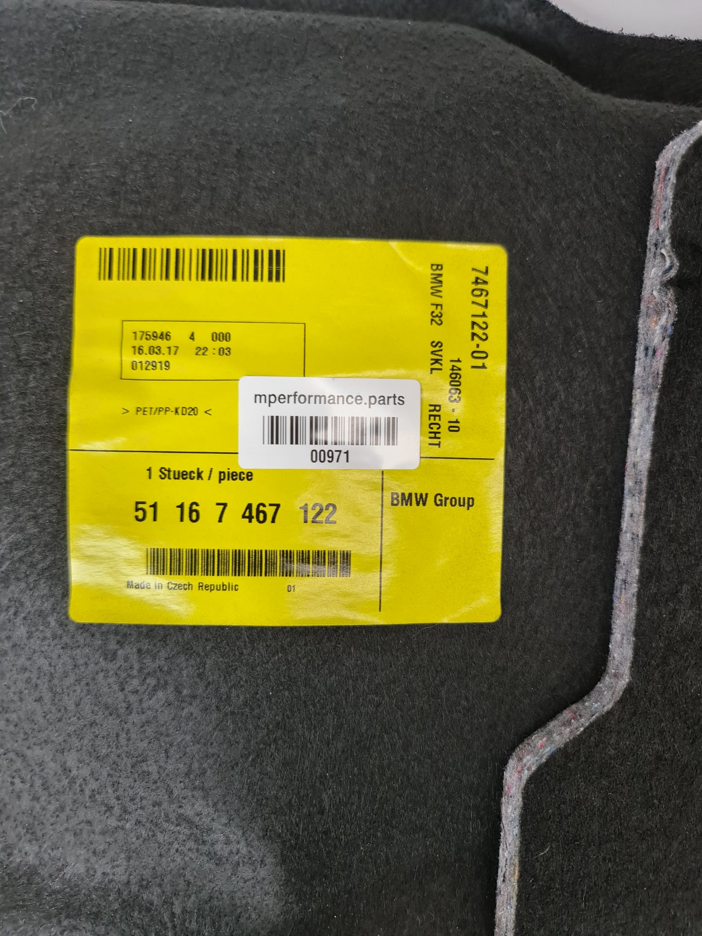 Original BMW 51167467122 - Lining for Luggage Compartment On The Right - MPerformance.parts