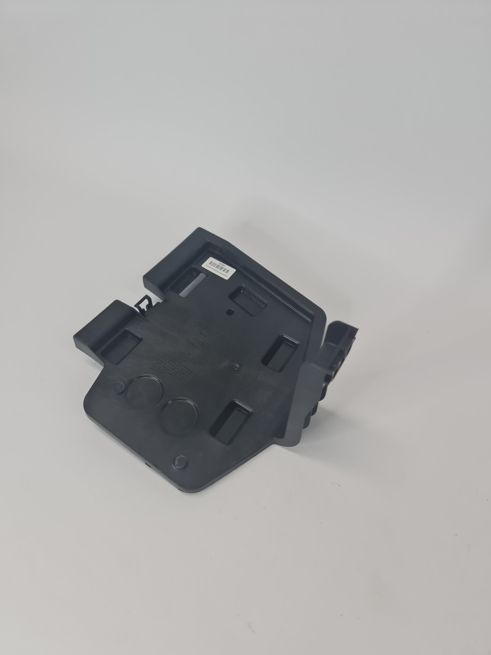 BMW 328i F30 rear left trunk lid tailgate trim bracket, OEM part 51477295817, shown on a white background.
