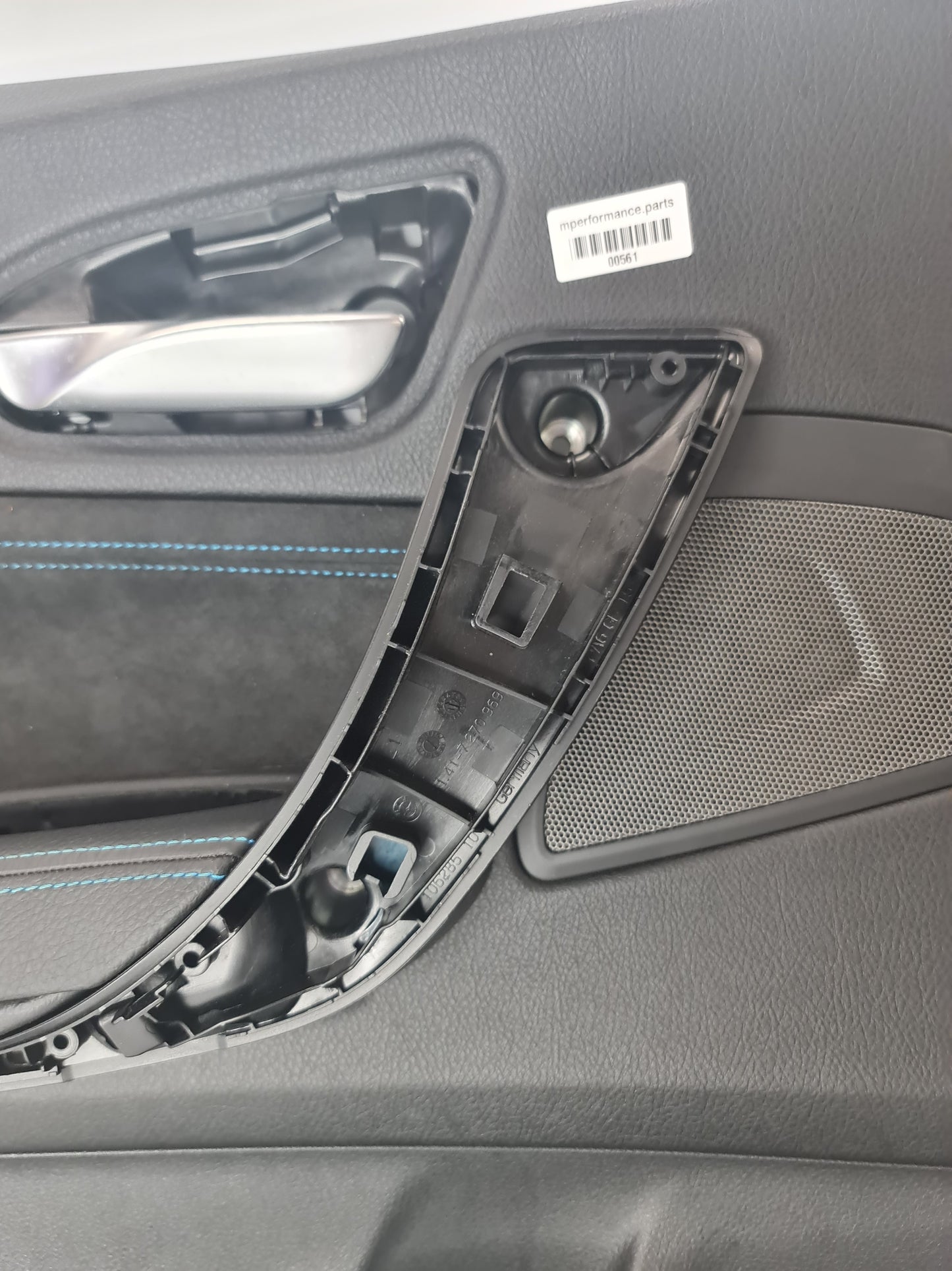 F87 M2 Black Leather Door Card with blue Stitching Passenger Side - 7e41587