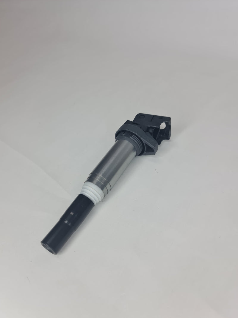 BMW ignition coil for 2001-2020 12-13-8-616-153 model, close-up of the black coil with electrical connectors.