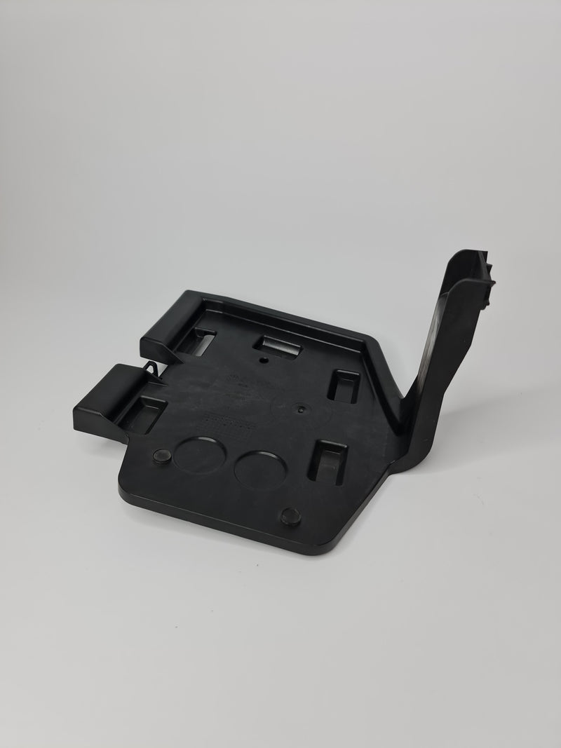 BMW 328i F30 rear left trunk lid tailgate trim bracket, OEM part 51477295817, close-up view showing mounting details.