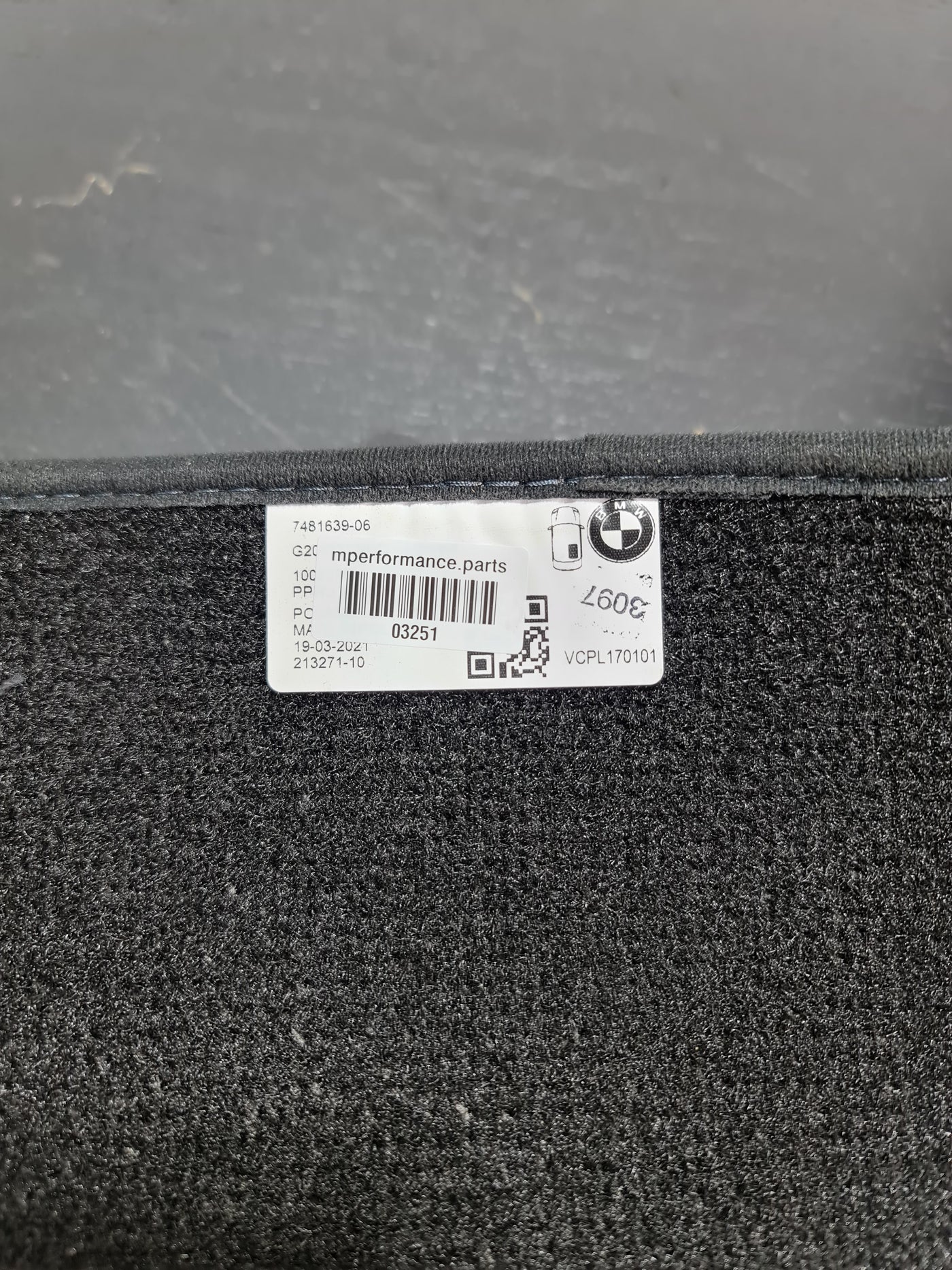 Genuine BMW M3 G80 Velour Carpet Floor Mats Charcoal 7481639-06 - MPerformance.parts