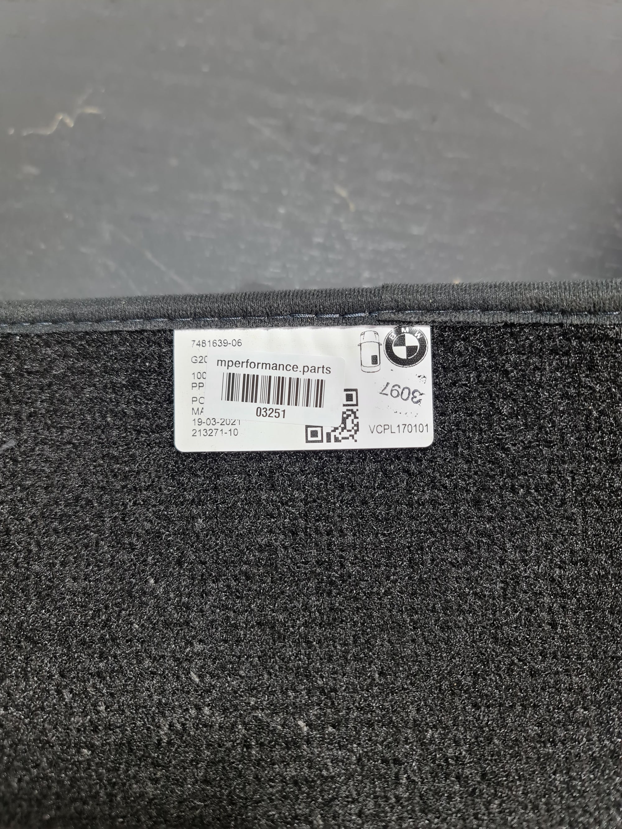 Genuine BMW M3 G80 Velour Carpet Floor Mats Charcoal 7481639-06 - MPerformance.parts