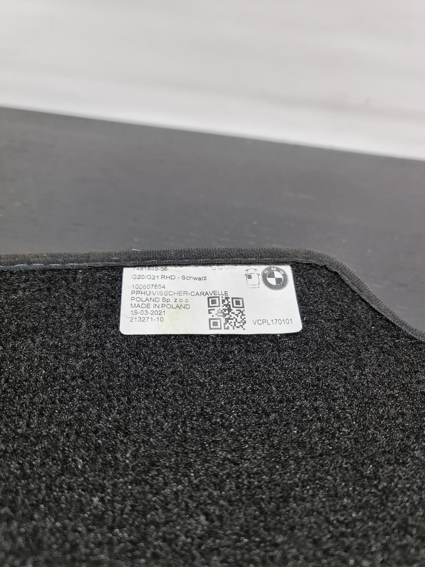 Genuine BMW M3 G80 Velour Carpet Floor Mats Charcoal 7481639-06