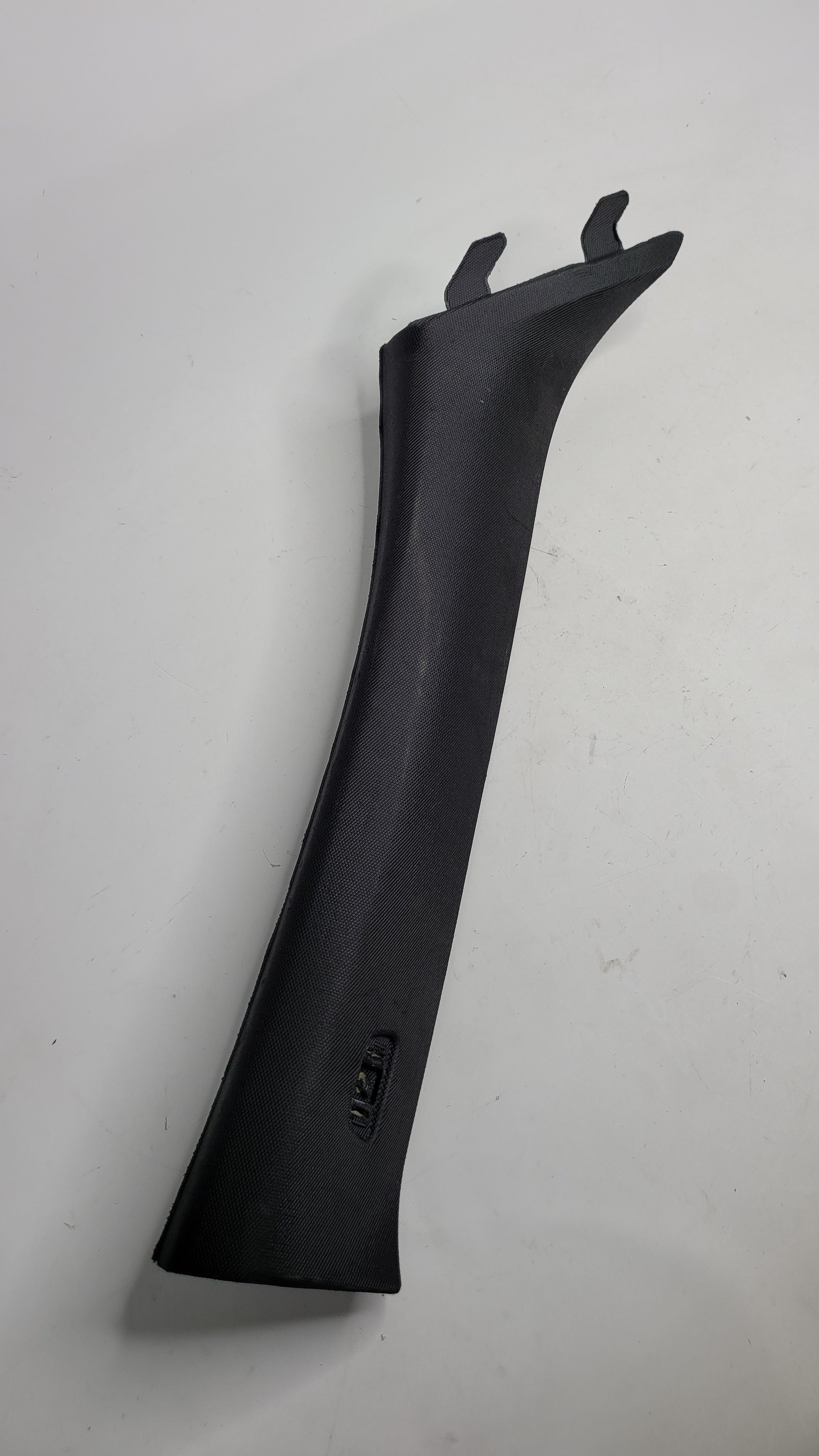 BMW 3 Series G80 driver side right A pillar trim in black with MPerformance.parts branding, showing clean fit and finish.