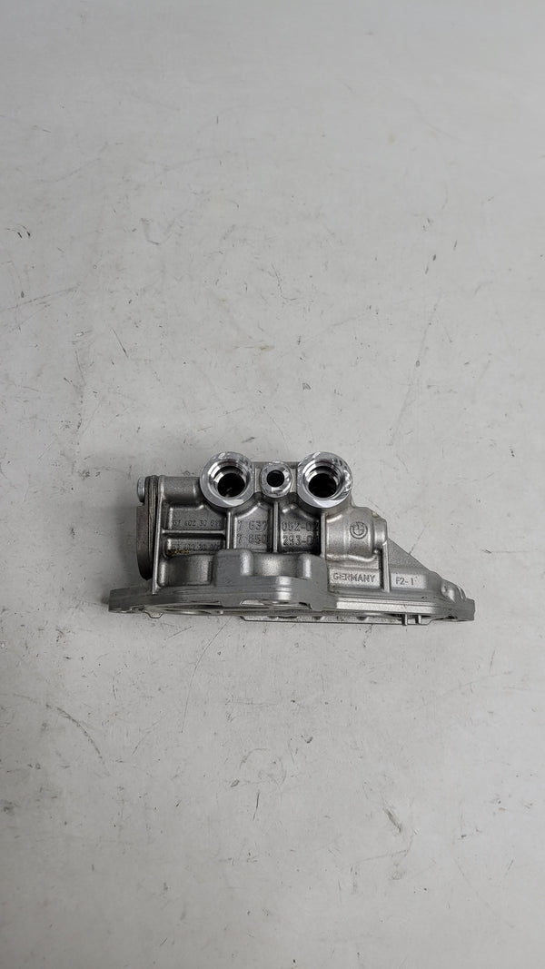BMW 1, 2, 3, 4 Series F20, F22, F30 oil filter housing for S55 engine by MPerformance.parts, shown in close-up.