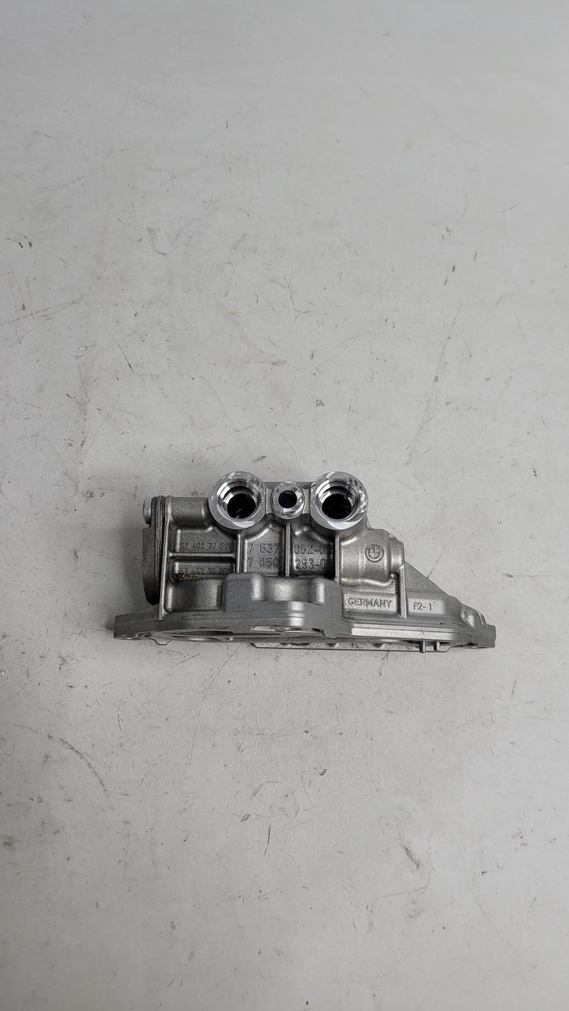 BMW 1, 2, 3, 4 Series F20, F22, F30 oil filter housing for S55 engine by MPerformance.parts, shown in close-up.