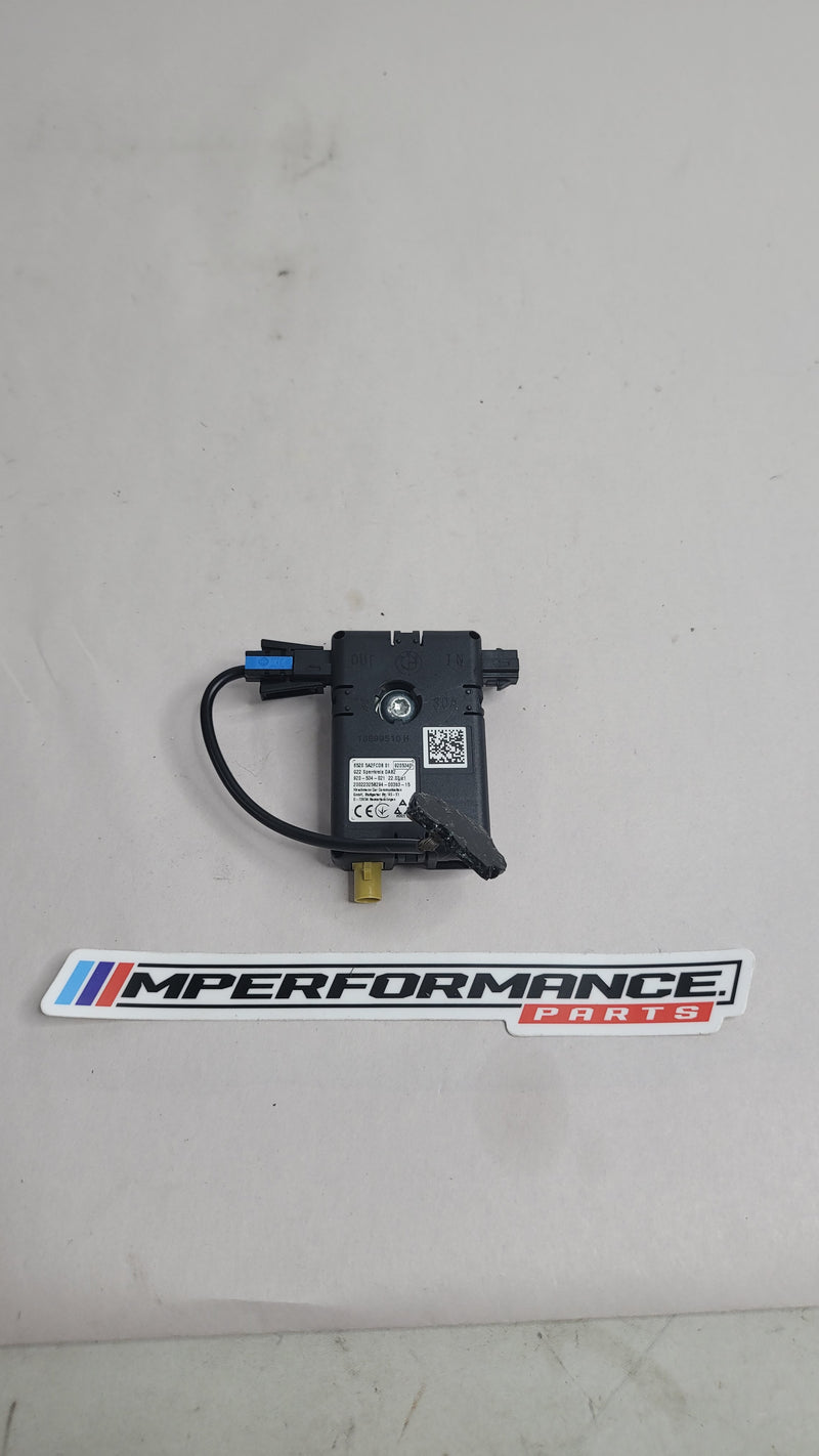 BMW 3 Series G20, G80, G28 M3 Competition antenna amplifier by MPerformance.parts showing the compact electronic device.