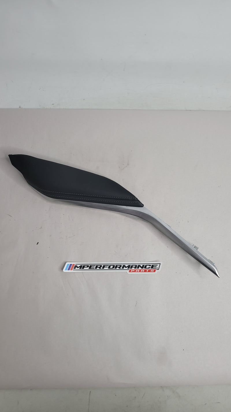 G80 M3 driver knee leather panel in black with detailed stitching, designed for BMW G80 M3 interior upgrade.