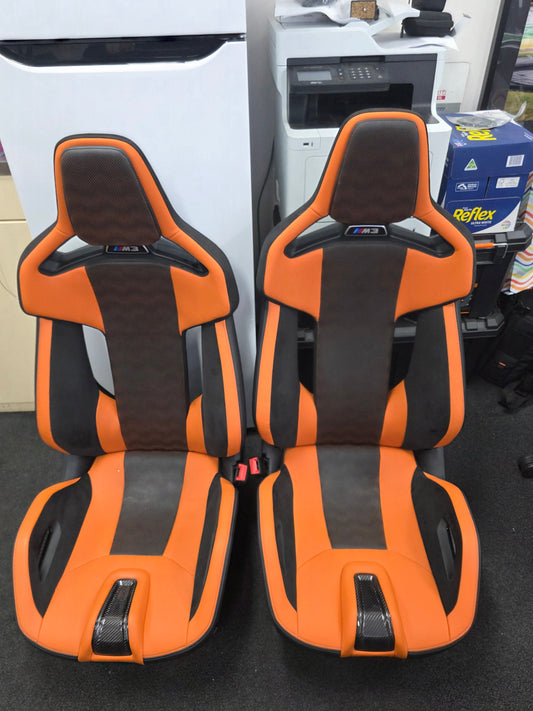 G80 M3 Kyalami Orange Carbon Bucket Seats - MPerformance.parts