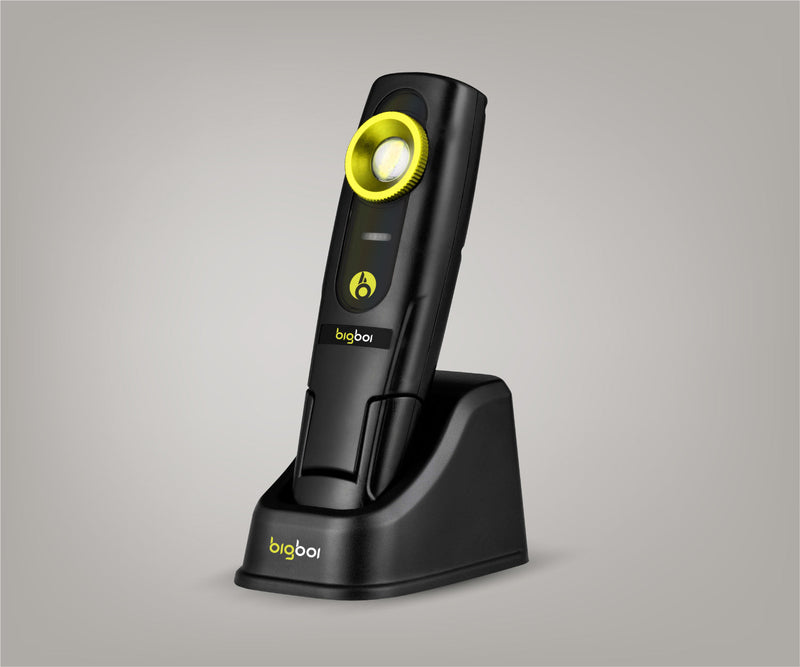 BigBoi ILLUMR handheld light in black, featuring adjustable brightness and ergonomic design for portable illumination.