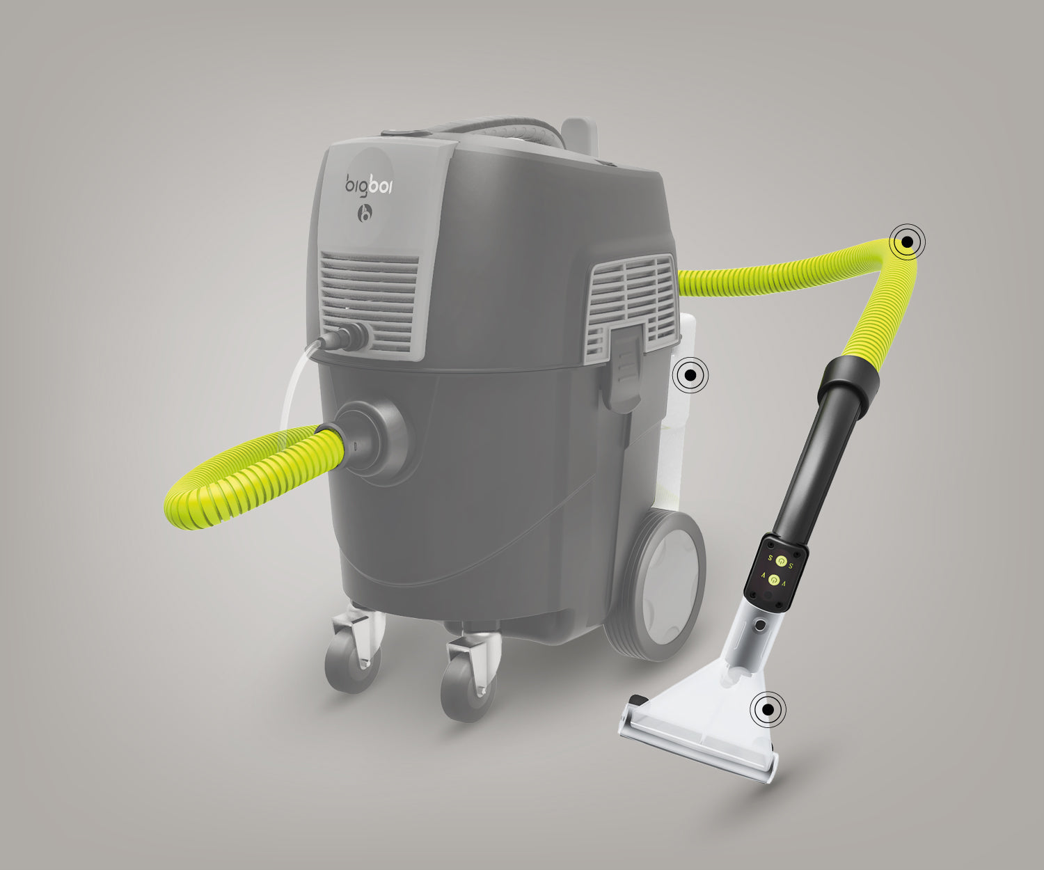BigBoi SUCKRPRO XTRACTR Kit for automotive upholstery cleaning, featuring a handheld SuckR device and cleaning attachments.
