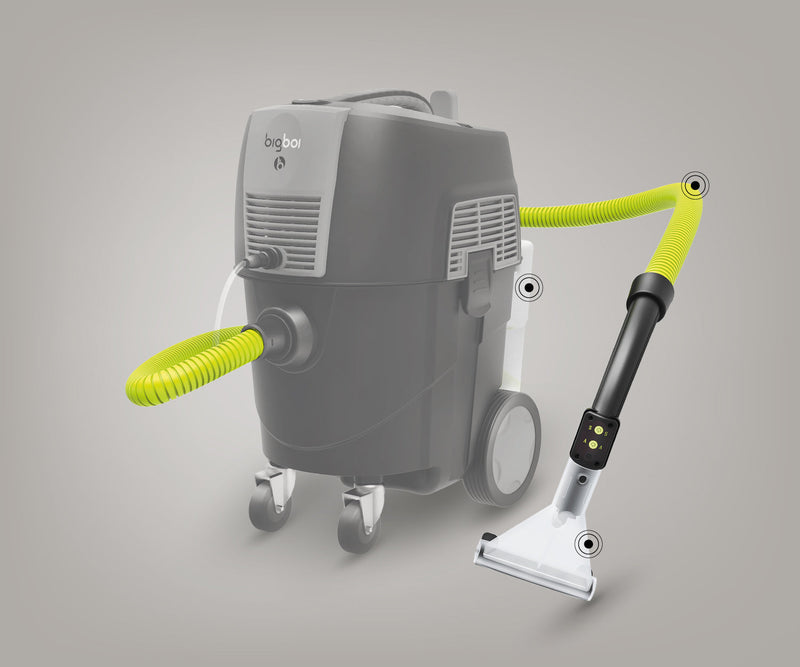 BigBoi SUCKRPRO XTRACTR Kit for automotive upholstery cleaning, featuring a handheld SuckR device and cleaning attachments.