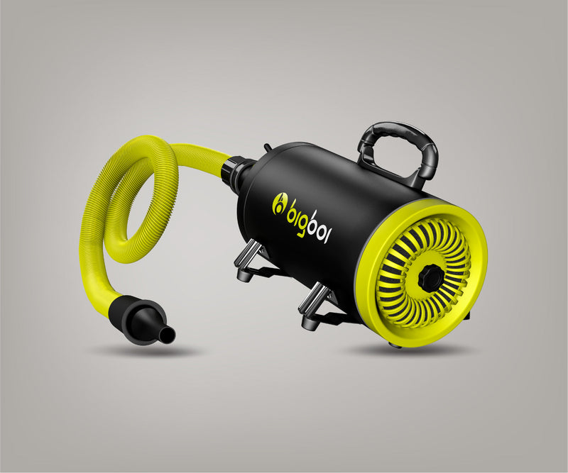 Bigboi BlowR Mini portable blow dryer with sleek design and compact size for quick hair drying.
