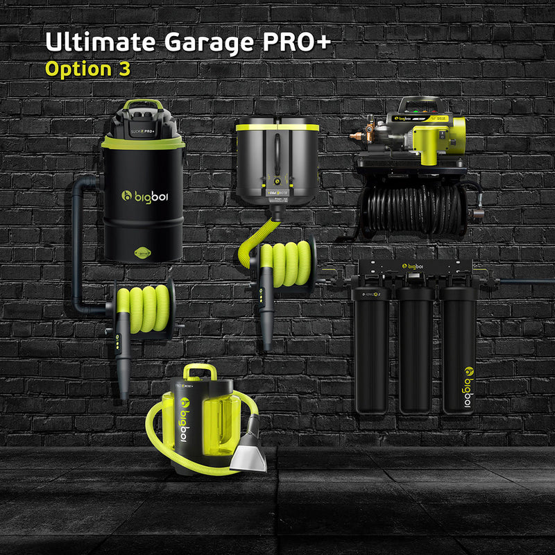 BigBoi Ultimate Garage PRO+ BMW parts kit, featuring custom automotive components for BMW vehicles, displayed in a neatly organized setup.