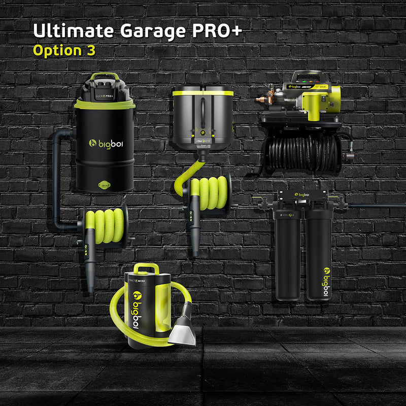 BigBoi Ultimate Garage PRO+ Option 4 BMW parts, black and silver automotive components for BMW repair and customization.