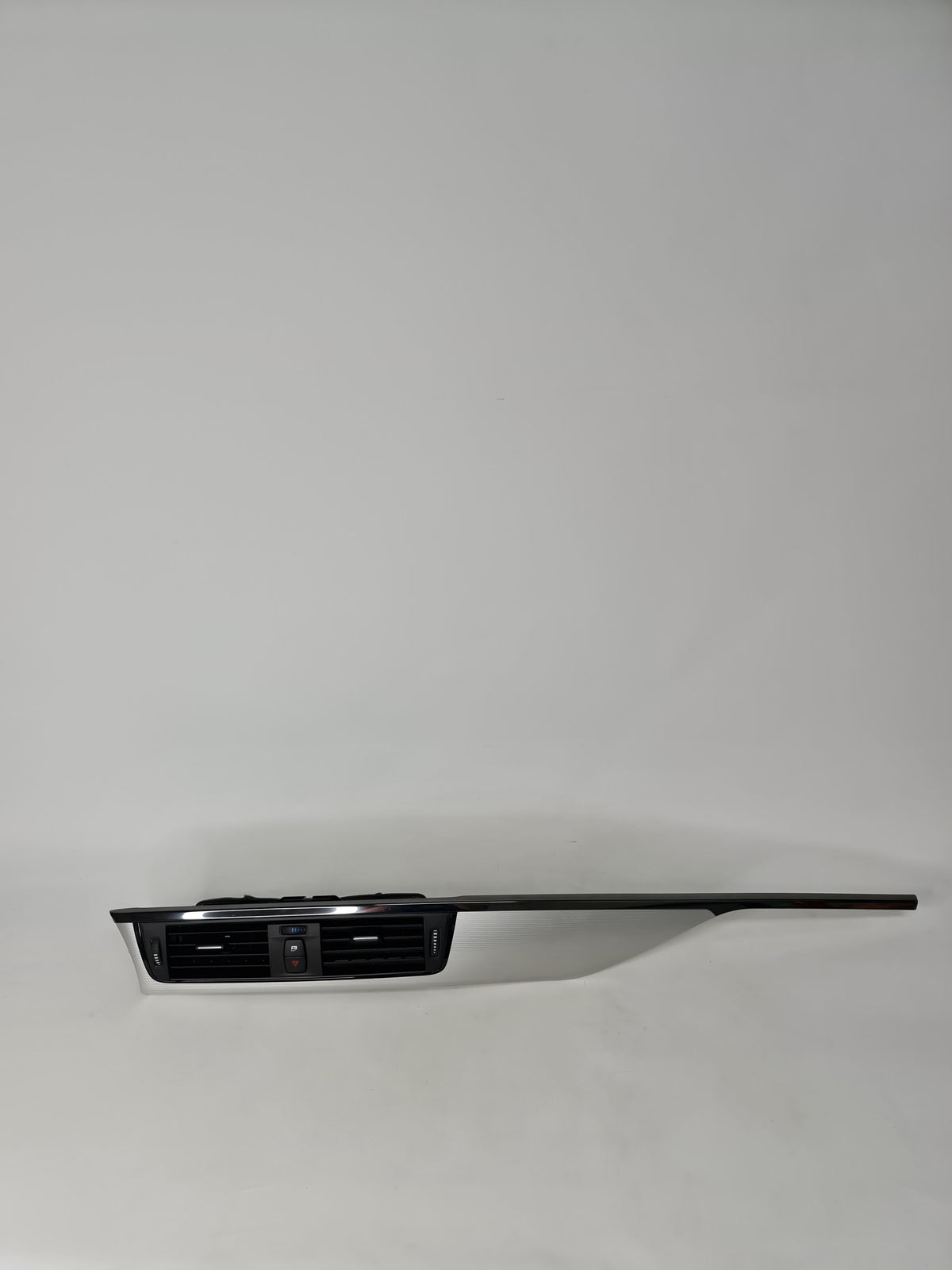 Original BMW aluminum dashboard cover panel for passenger side, model 51456832643, front dash blade replacement.