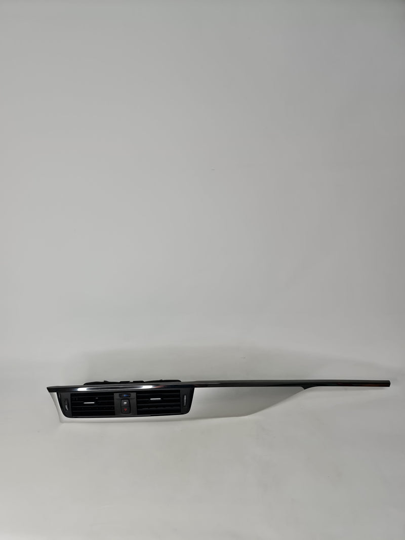 Original BMW aluminum dashboard cover panel for passenger side, model 51456832643, front dash blade replacement.