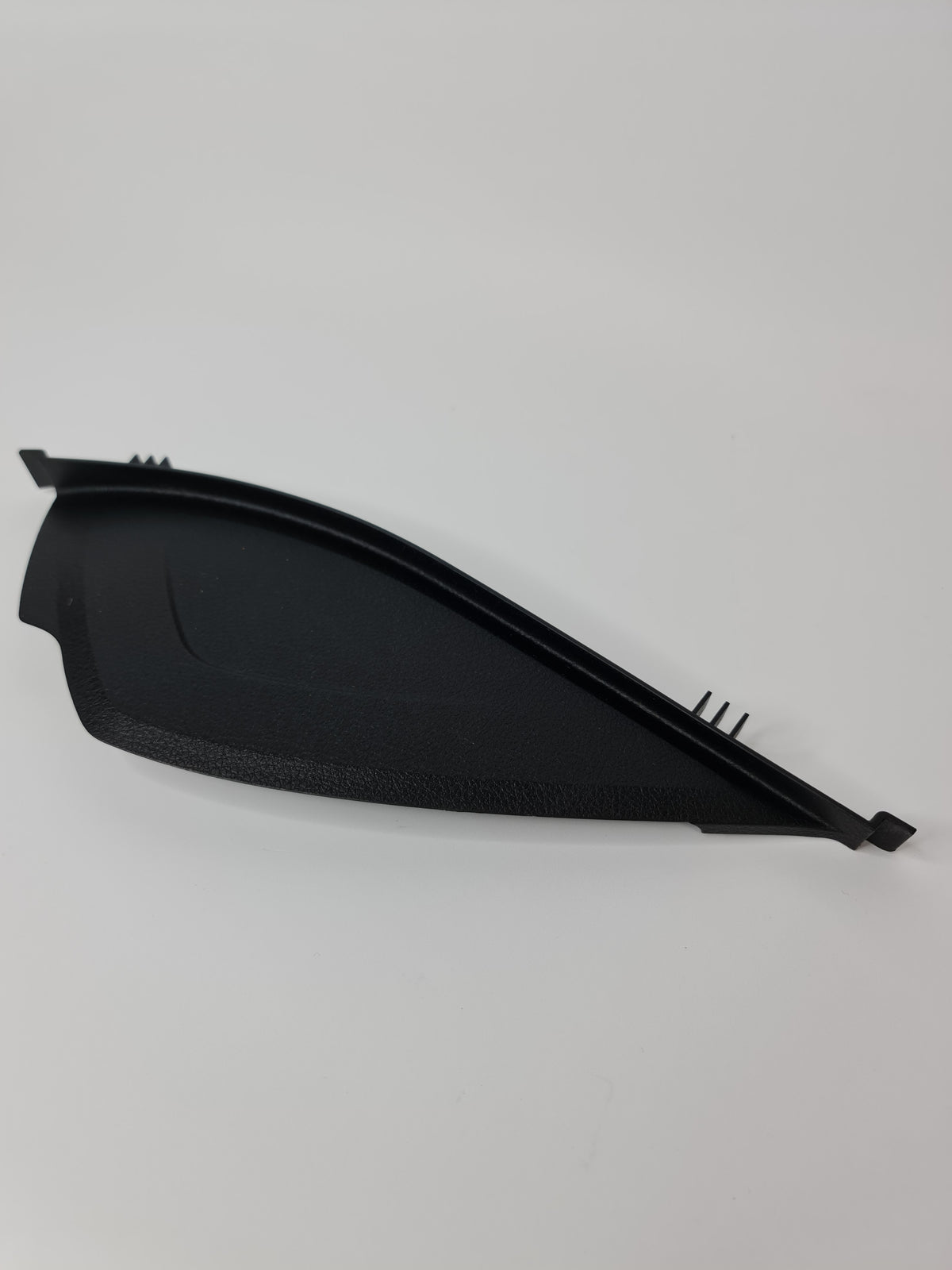 BMW 328i F30 dashboard right side corner end cap cover trim, OEM, vehicle interior accessory, black plastic finish.