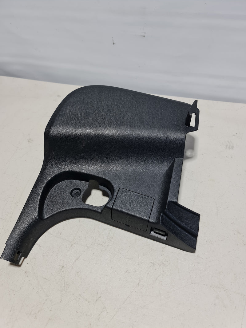 BMW F20 F21 F23 2011-2019 1 Series driver side lower trim panel, durable black plastic replacement part, shows the panel's shape and clips.