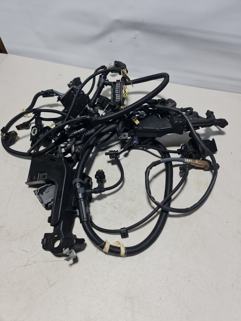 BMW engine wiring harness for M3 M4 3.0 F80 DCT auto 2018 model, showing the detailed electrical wiring and connectors.