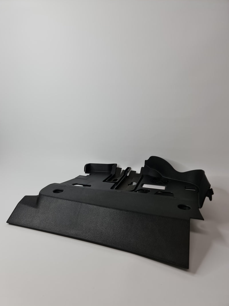 Genuine BMW F30/F31/F32/F33/F36 3 Series footwell trim panel in black, showing textured surface and mounting edges.