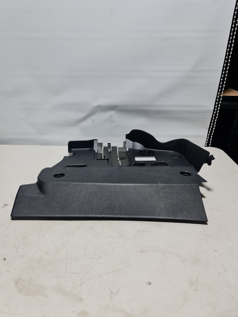 Genuine BMW F30/F31/F32/F33/F36 3 Series footwell trim panel, black plastic with textured finish, installed in vehicle interior.