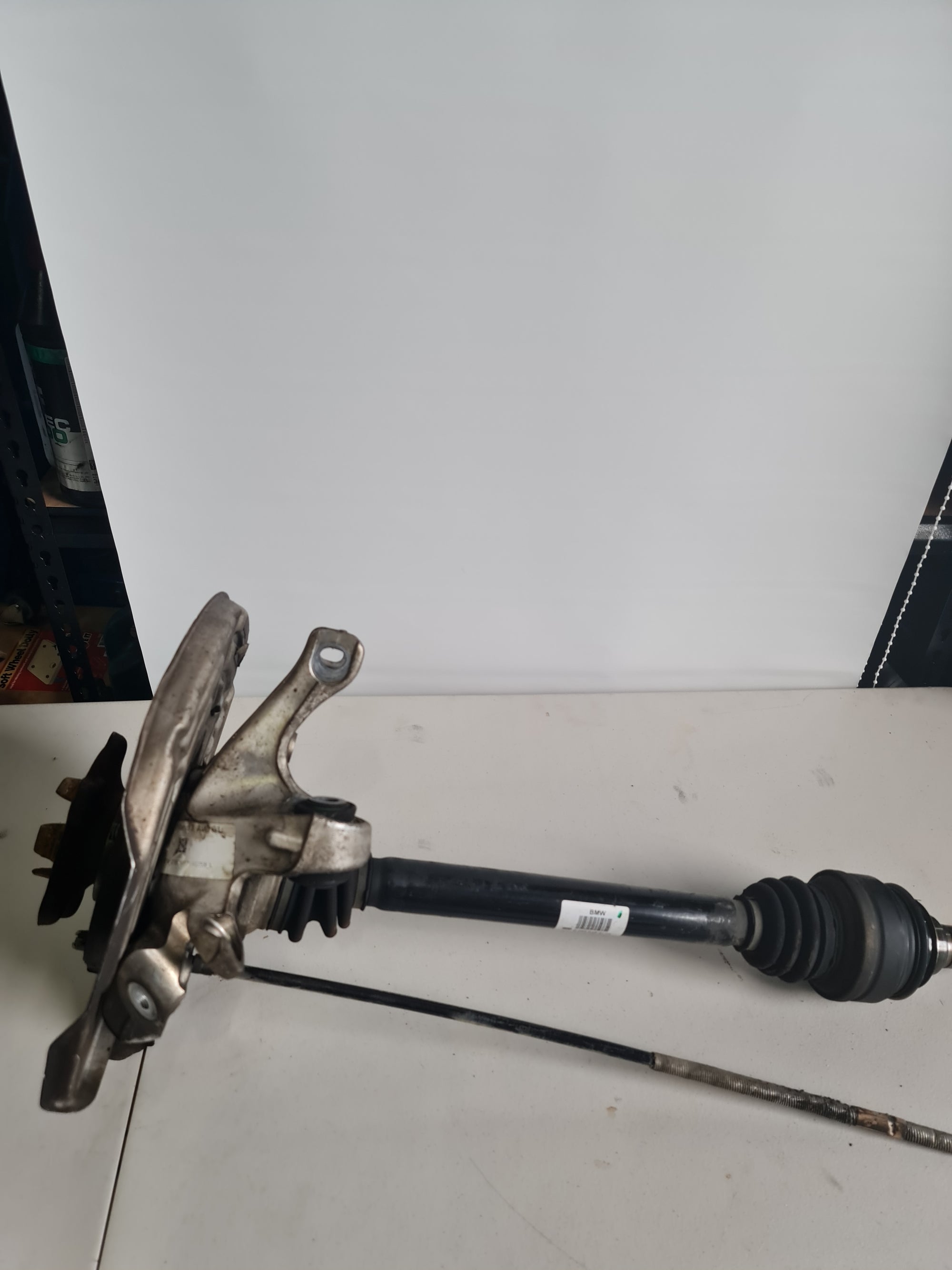 BMW F80 F82 M3 M4 M2 rear left axle assembly with knuckle and hub, OEM output shaft for BMW models 2015-2020.