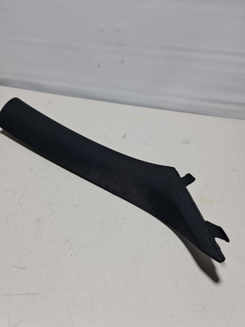 BMW M4 F82 right side A-pillar trim panel cover, black plastic, fits 2017 Competition model, OEM replacement part.