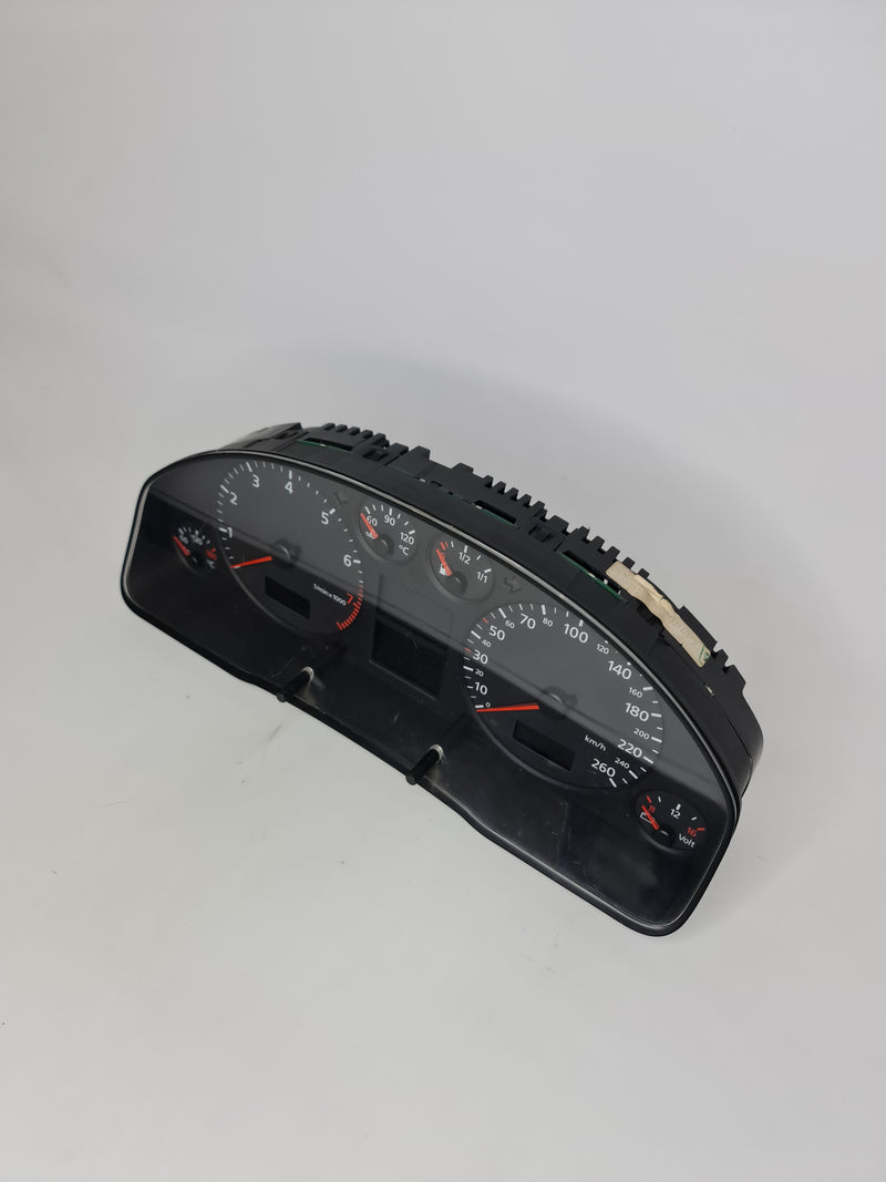 BMW tachometer gauge for Audi A4 Avant (8D, B5) with model number 8D0920900P, showing digital and analog speed readings.