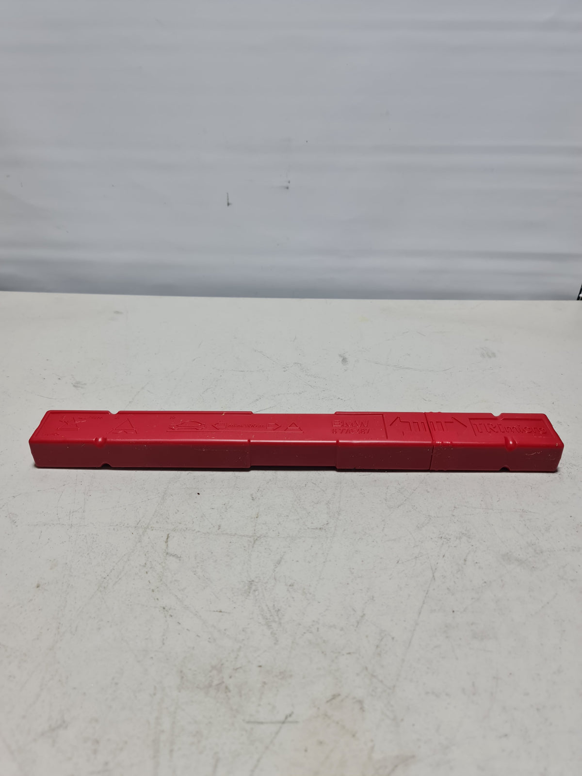 BMW warning triangle with protective container, compatible with 1995-2020 BMW models, compact safety roadside assistance kit.