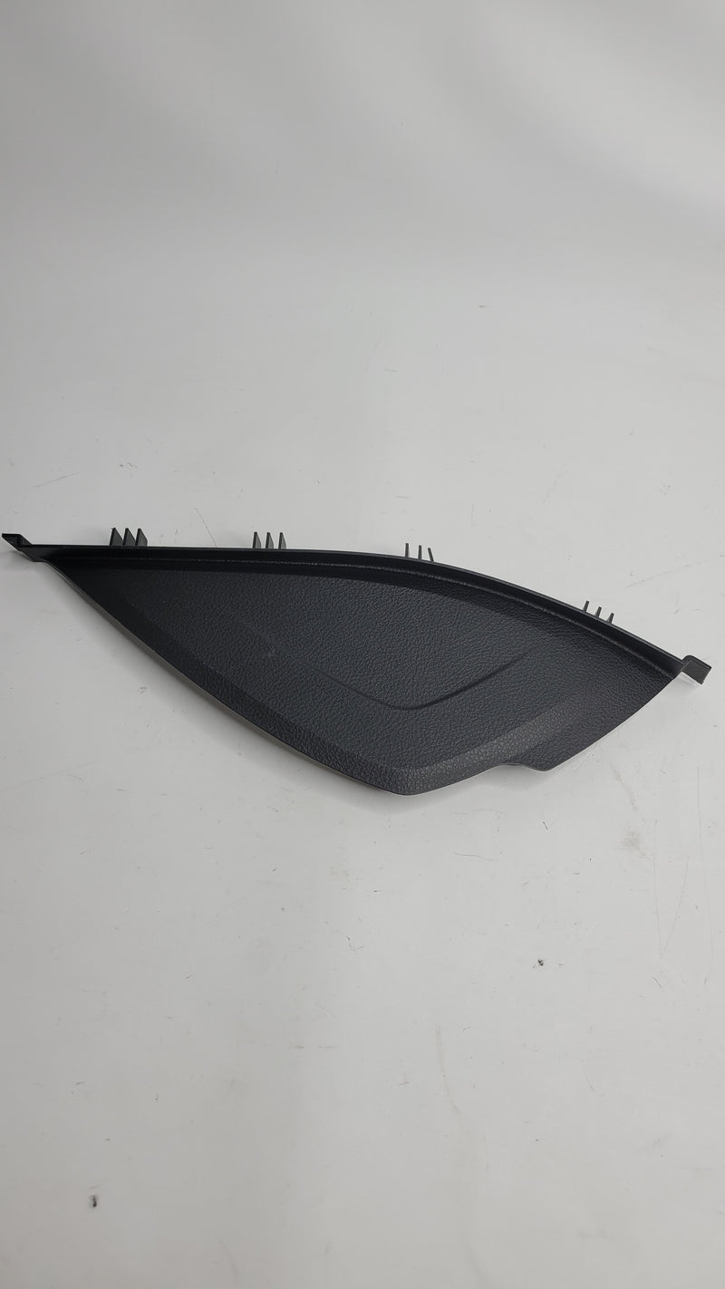 BMW F80 M3 left side dash corner trim in black, showing the angular design and fitment for interior dashboard accents.