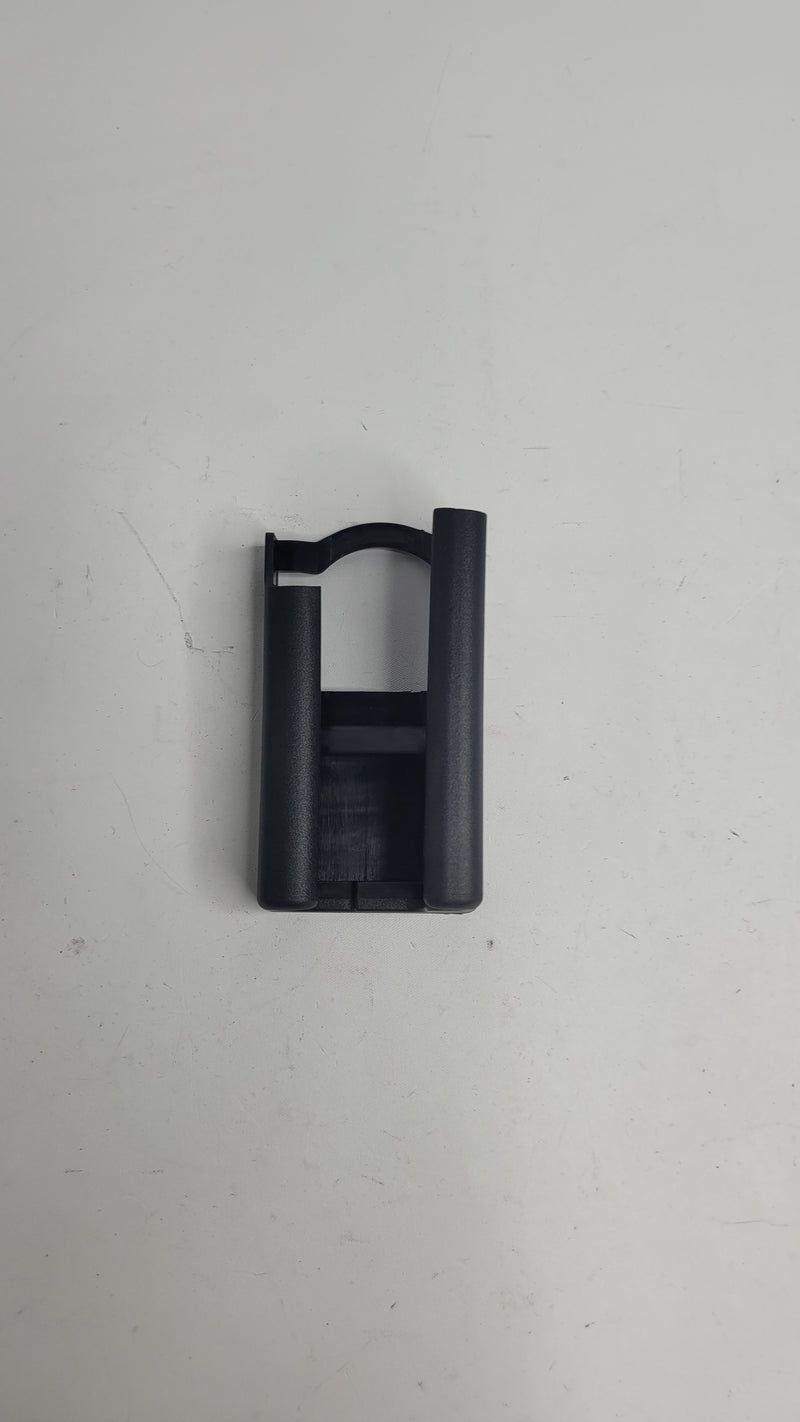 BMW G80 M3 seat rail trim from MPerformance.parts, close-up view showing sleek black finish and precise fit for interior enhancement.