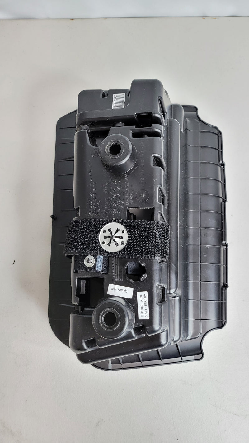 BMW M3 G80 rear storage compartment box by MPerformance.parts, showing the sleek black plastic interior with secure lid.
