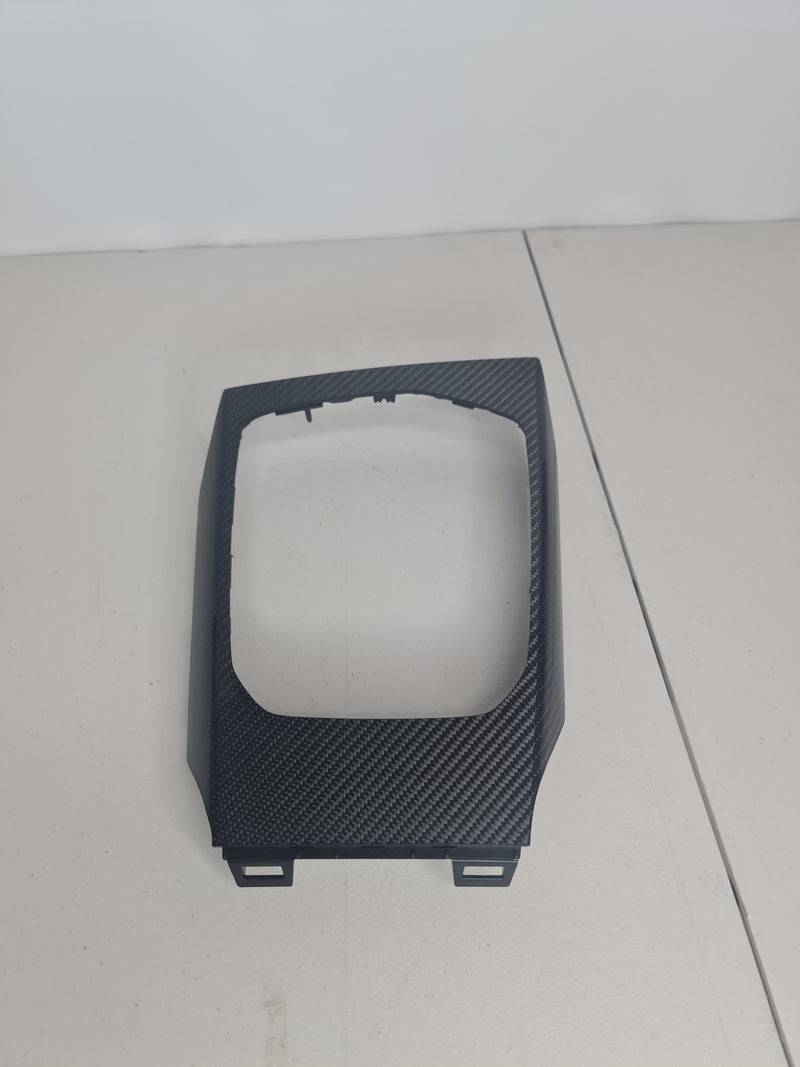 BMW M3 M4 G80 G82 G83 OEM carbon gear selector surround trim by MPerformance.parts, showcasing sleek black carbon finish for RHD models.