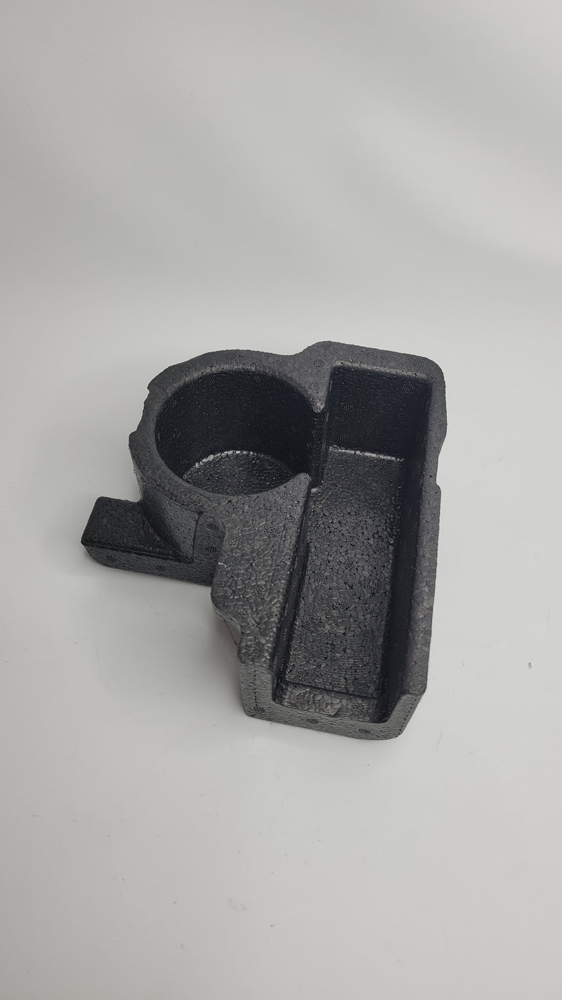 F80 BMW M3 left energy foam absorber and impact insulation cover by MPerformance.parts on a white background.