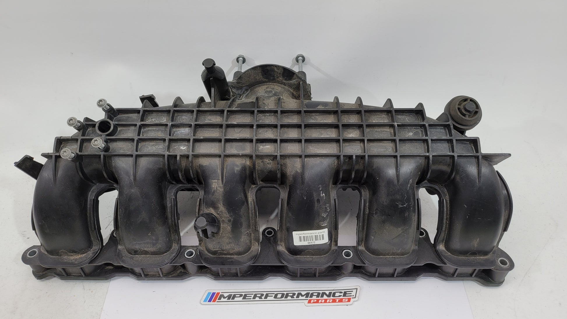 BMW N55 S55 3.0L engine intake manifold for 335i M3 M4 F80 models, showcasing the MPerformance.parts branded component.