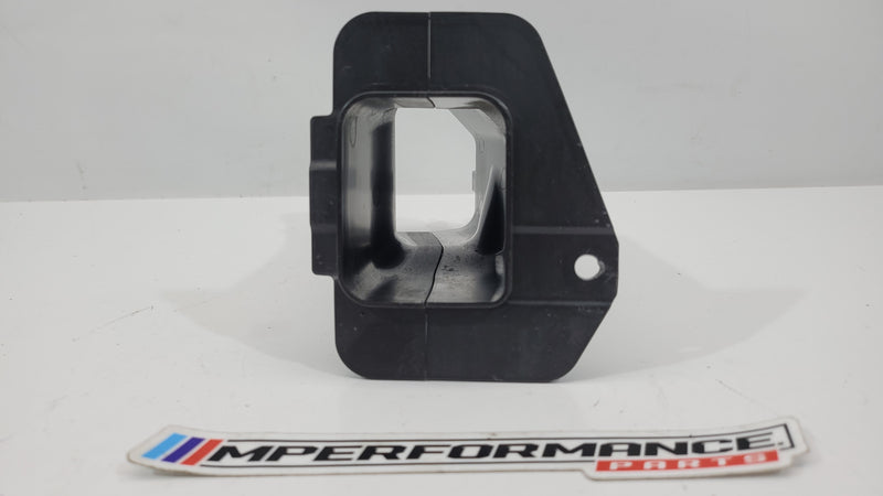 BMW M4 Coupe G22 G82 right brake air duct tube, part number 51748072100, MPerformance.parts, close-up view of the duct in car engine bay