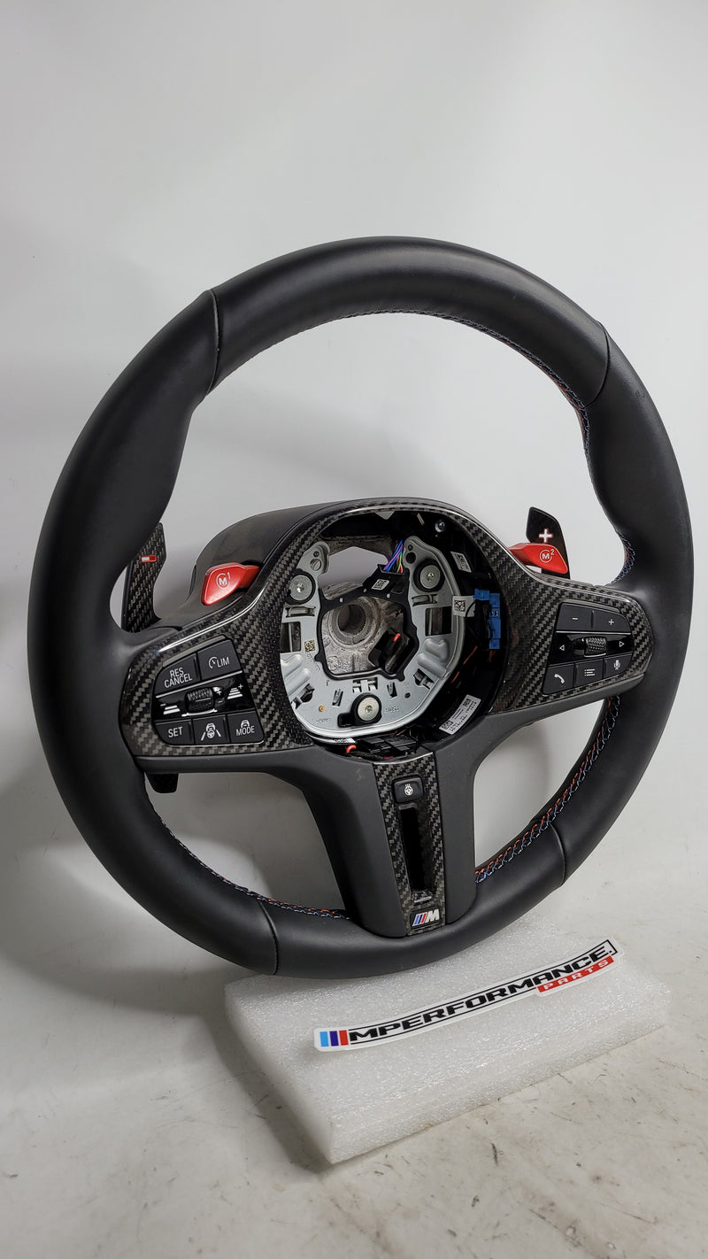 BMW G82 M4/G80 M3 OEM Steering Wheel–Leather w/ Carbon Trim - MPerformance.parts