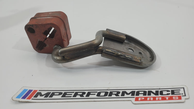 G80 exhaust hanger by MPerformance.parts showing metal bracket and rubber isolator for secure exhaust system attachment.