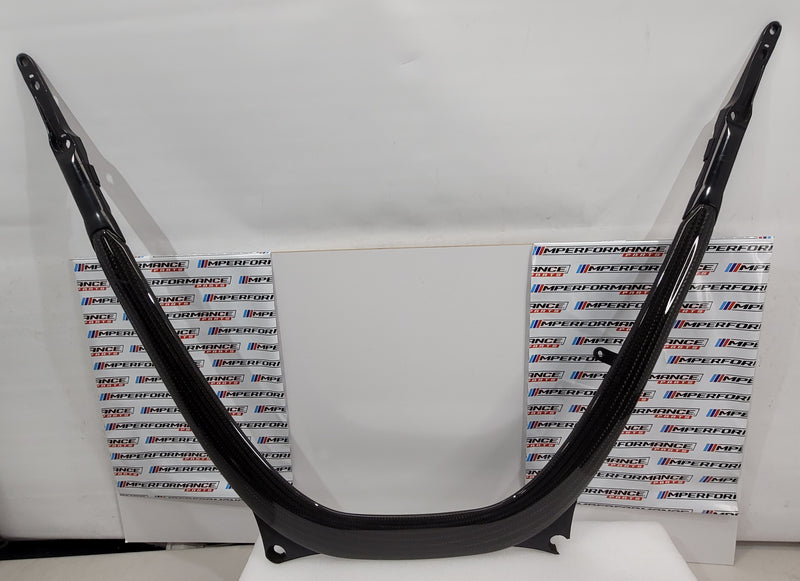 BMW F80 F82 F83 M3 M4 Carbon Fibre Chassis Engine Bay Brace Bar from MPerformance.parts, lightweight and durable for engine bay support.
