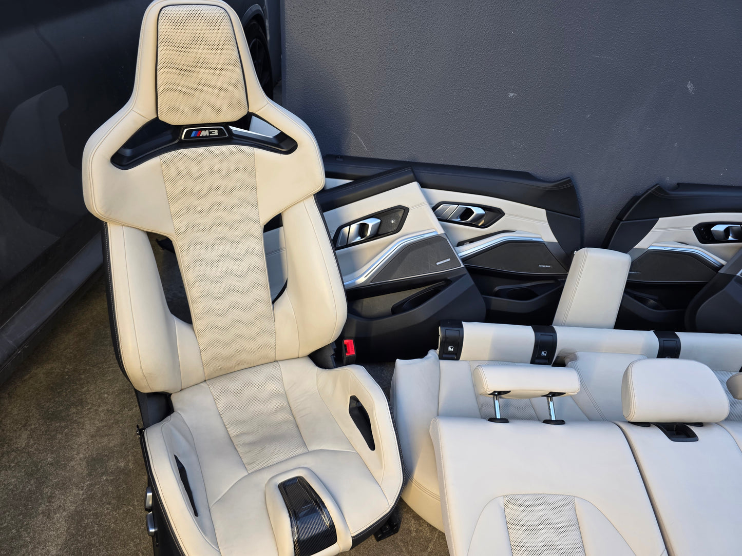 BMW G80 M3 Ivory White Full Interior With Carbon Buckets RARE - MPerformance.parts