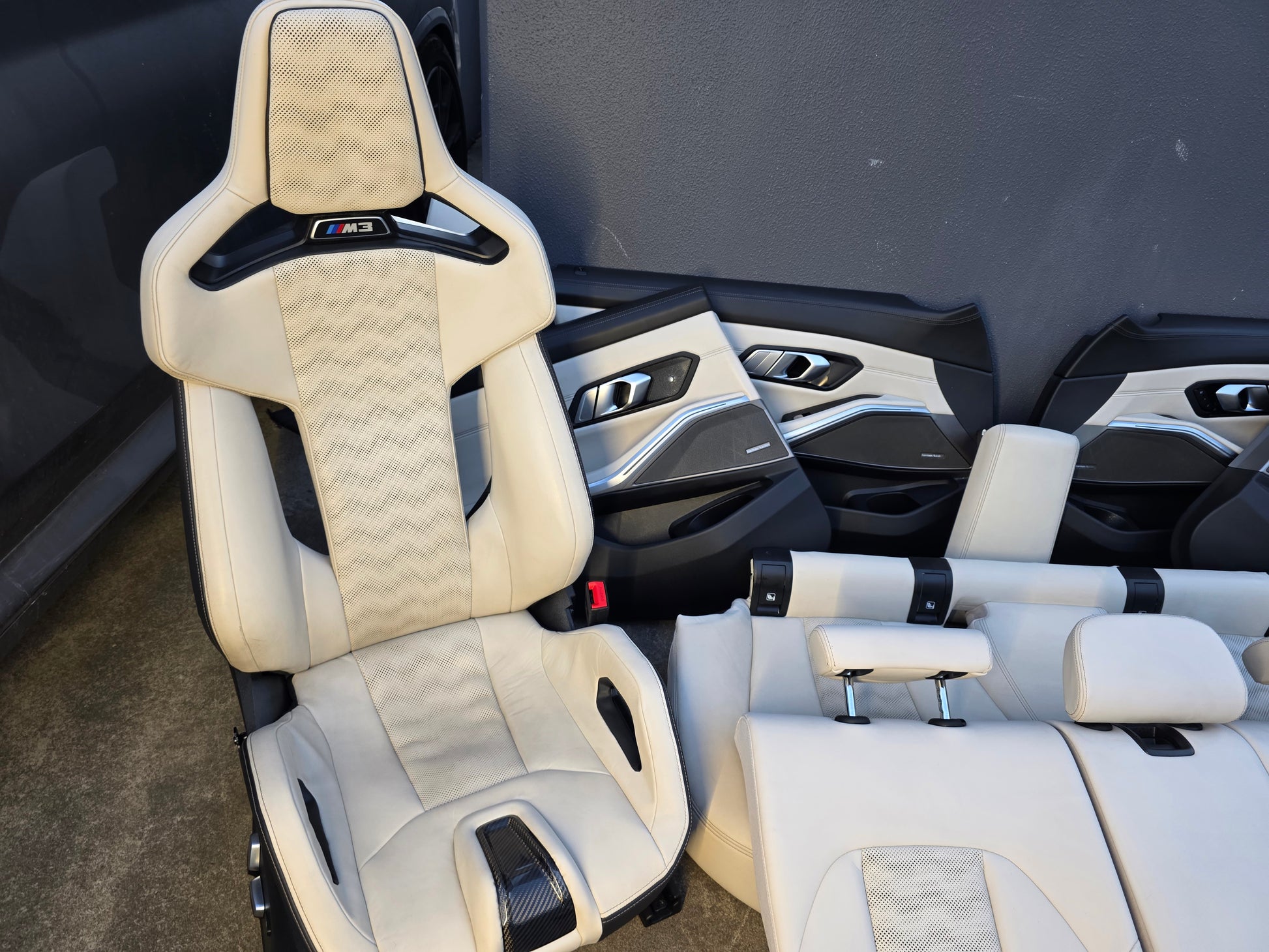 BMW G80 M3 Ivory White Full Interior With Carbon Buckets RARE - MPerformance.parts