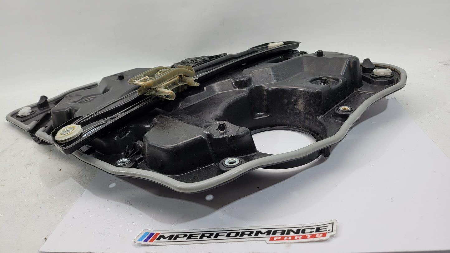 BMW M3 Series G20 G8x rear left window regulator and motor, part 7432235, with visible components and wiring.