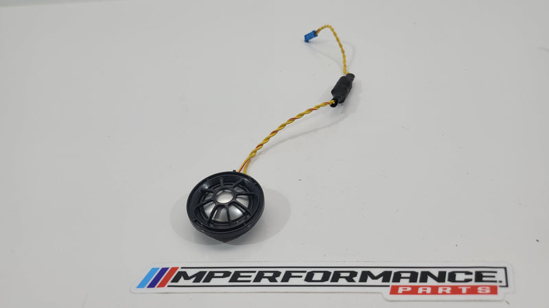 BMW high-range HK loudspeaker from MPerformance.parts, showing a sleek black speaker with mounting details.