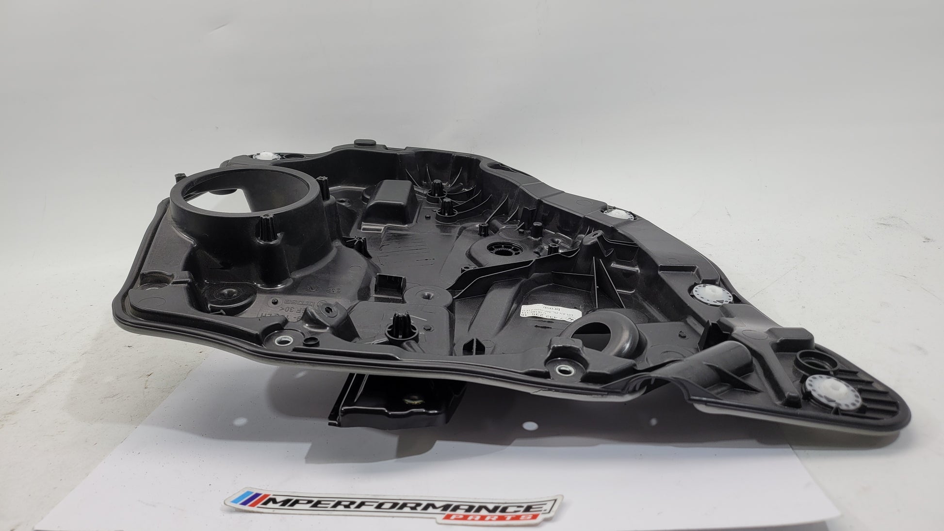 BMW M3 Series G20/G8x rear left window regulator and motor, part 7432235, showing the mechanical assembly in detail.